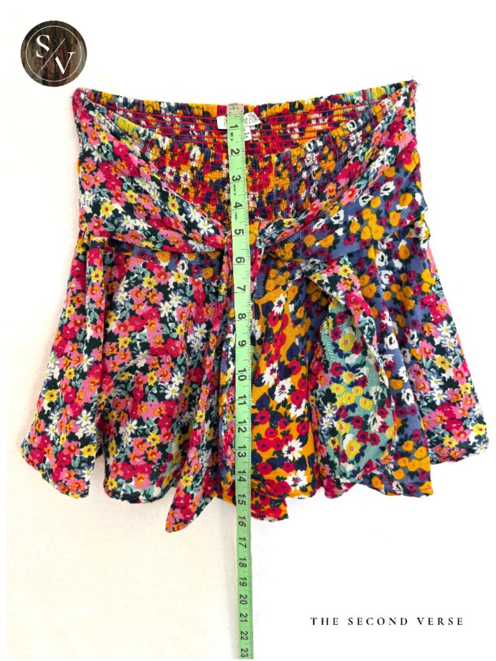 Patron of Peace Floral Tie Front Smocked Waist Mini Skirt Multicolored Medium - Picture 6 of 8